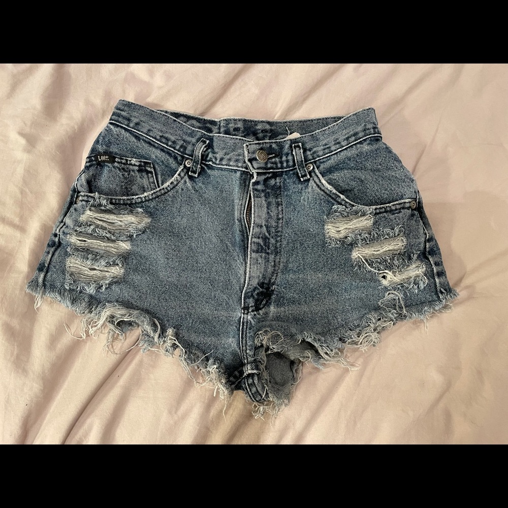 High waisted jean shorts